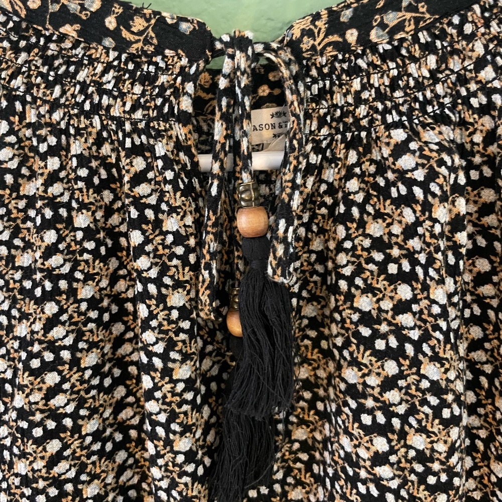 Mason & Belle | Floral Long Sleeve Tassel Blouse - Picture 7 of 7